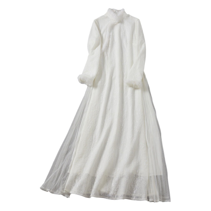 Qing Shu Zhai Han Clothes Improved Cheongsam Dress High-end Chinese Style Long Dress with Buckle Retro Chinese Style Artistic Tea Dress