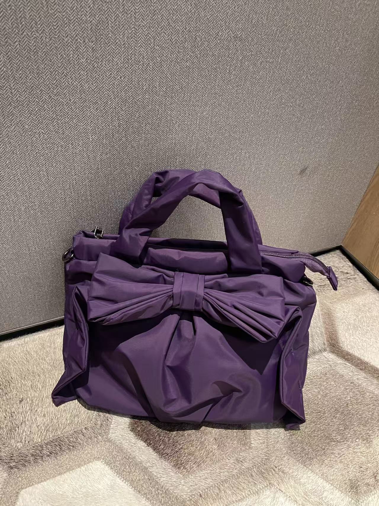 Korean Nylon Bow Handbag & Crossbody Bag For Women 2026 Spring New Large Capacity Minimalist Commuter Shoulder Tote - Thumbnail 6
