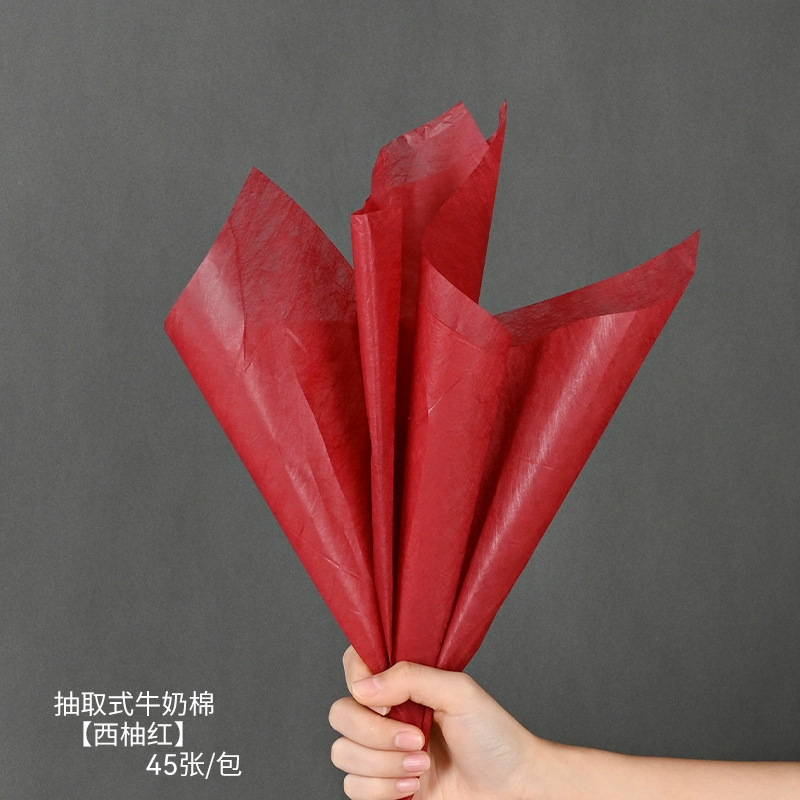 Flor Extracción de sombra leche algodón papel de regalo de flores papel de algodón floral floristería impermeable color sólido forro de ramo de papel de embalaje