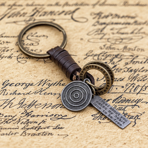 Woven leather keychain handmade