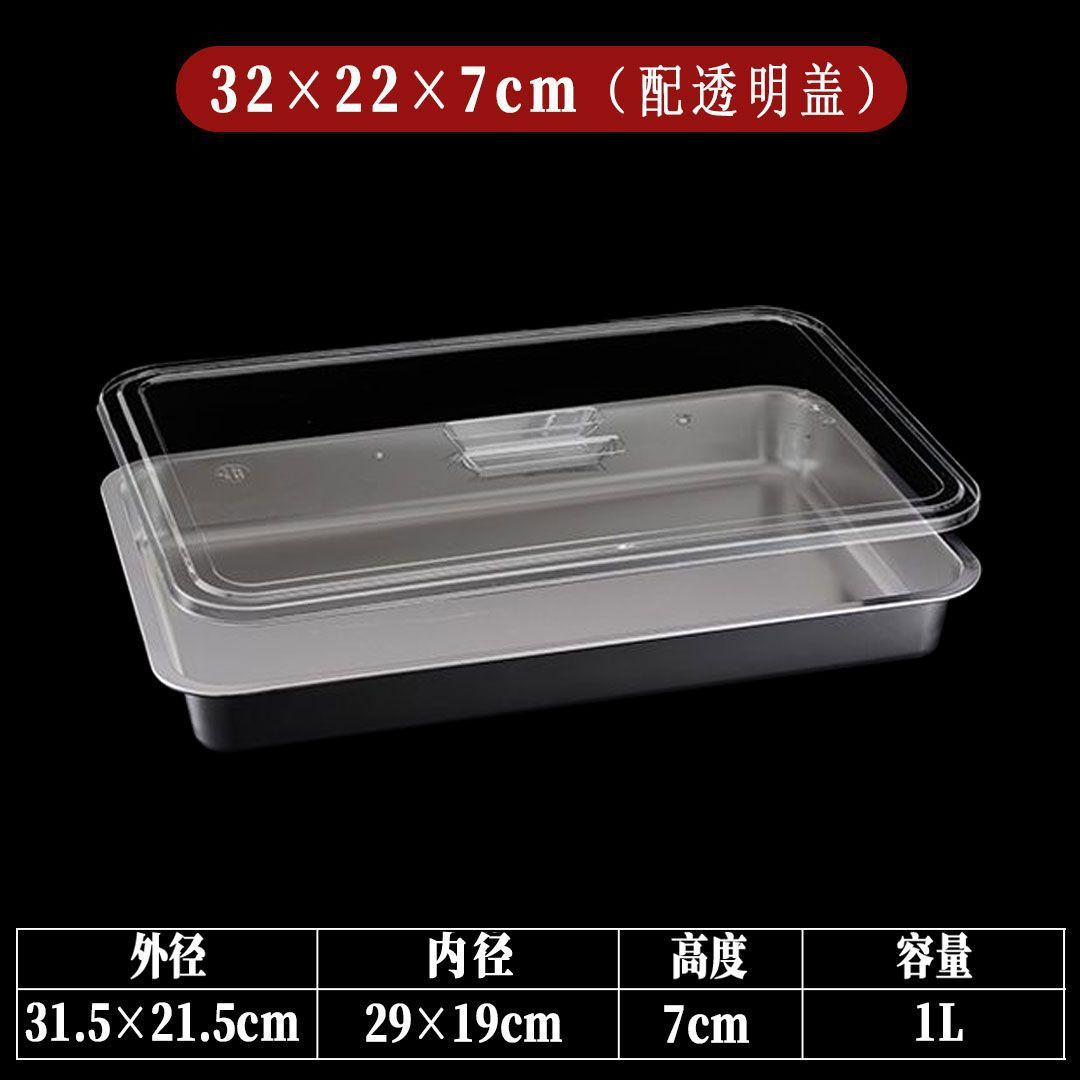 Acero inoxidable fondo plano cuenca cuadrada bandeja profunda rectangular comedor comercial cuenca de verduras con cubierta cuenca de buffet