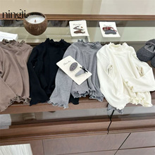 【柠里】自留！巨好搭软糯糯女宝宝双层木耳边打底衫套装长袖T恤