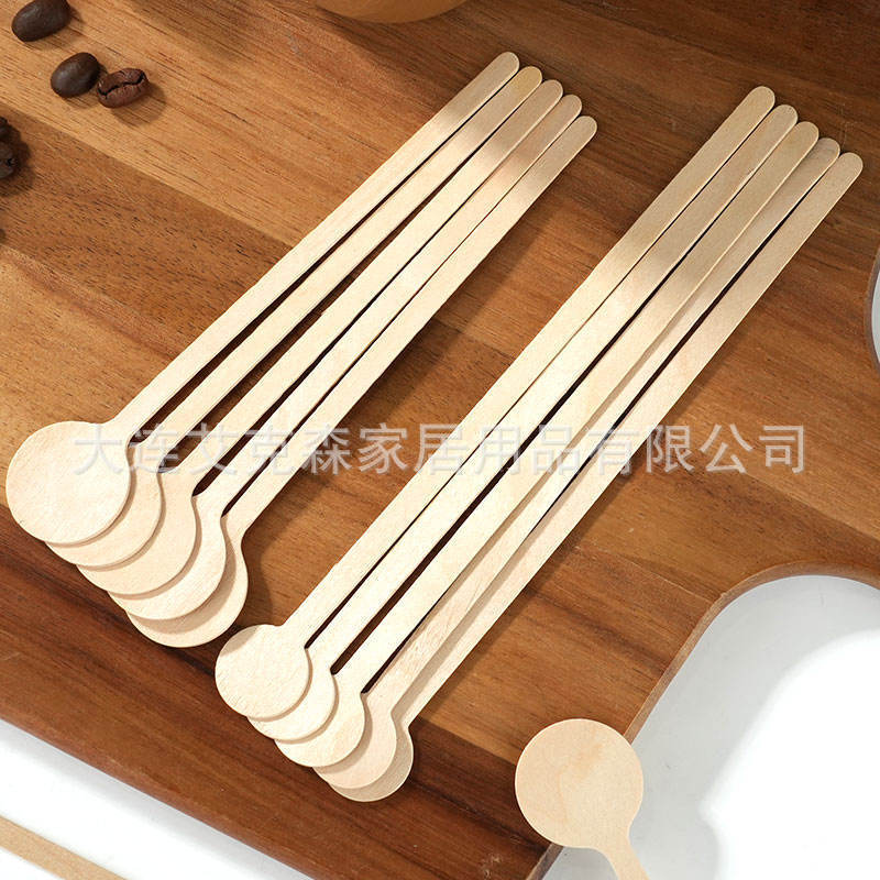 Eco-Friendly Wooden Espresso Stirrer with Round Head and Printed Coffee Stirrer