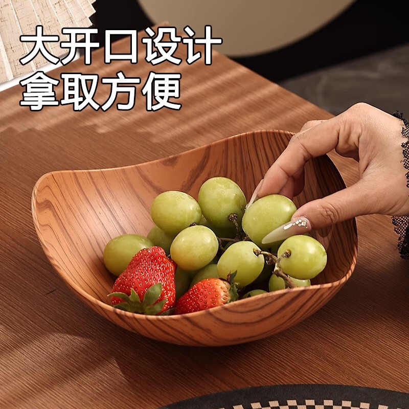 模造木目調三角フルーツプレート、レトロスタイルのスナックプレート、サラダボウル、リビングルームやコーヒーテーブル用のドライフルーツスナックディスプレイプレート|undefined