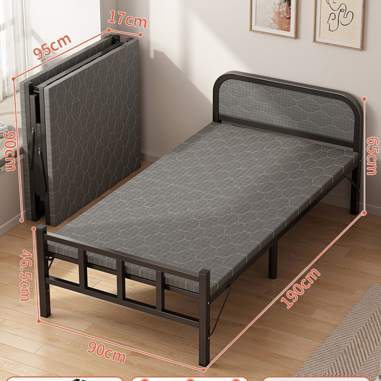 Cama plegable hogar individual cama simple cama supletoria 1,2 m reforzado almuerzo cama pequeña casa de alquiler adulto placa dura cama de hierro