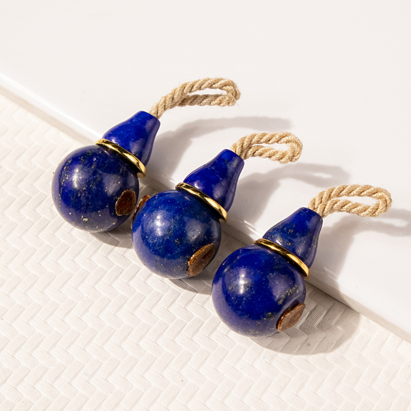Natural lapis lazuli gourd-shaped three-way connector accessory for handmade DIY jewelry, bracelet spacer bead, fashionable accessory