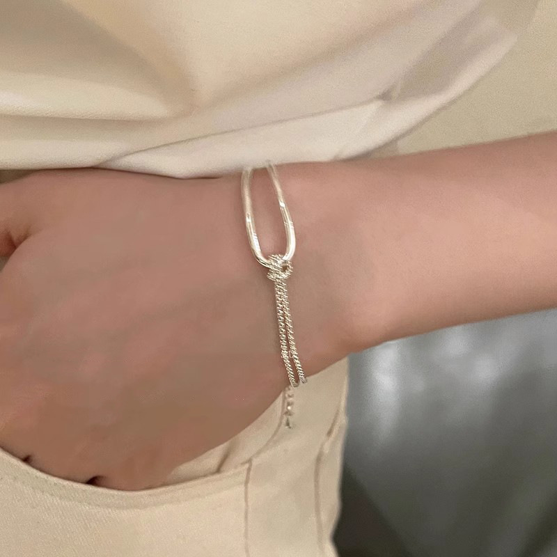Titanium Steel Non-Fading Silver Metal Stitching Bracelet for Women Ins Accessible Luxury Fashion Style Niche High-End Jewelry