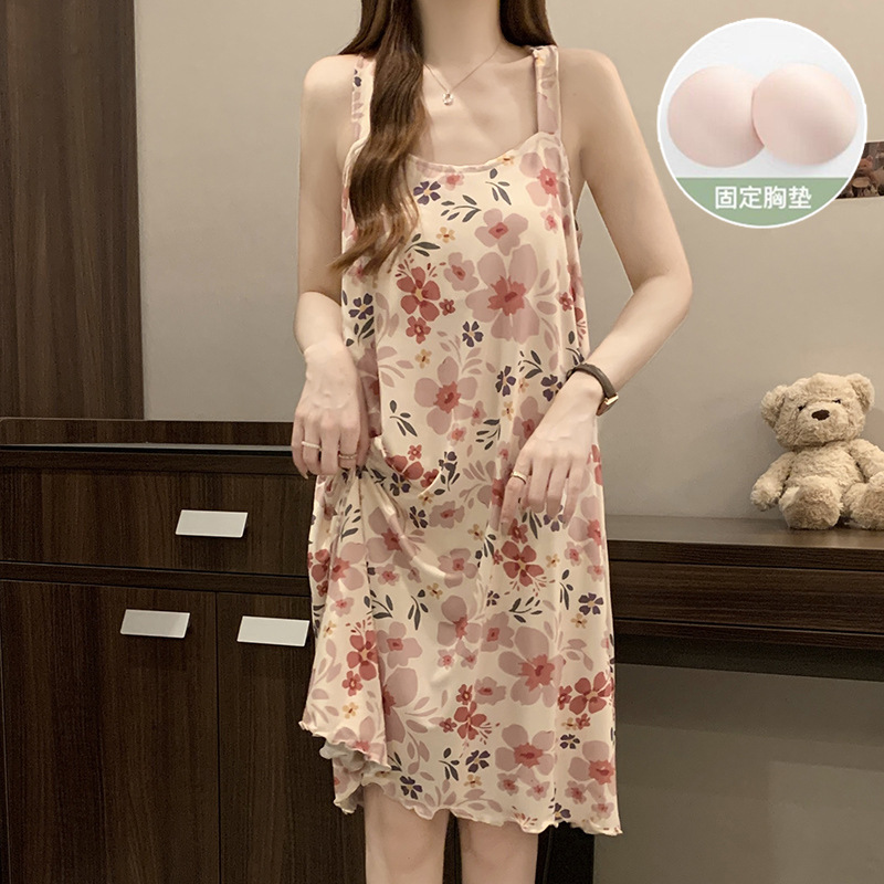 Fábrica directa de verano sexy cinturón de pecho almohadilla pijama lindas camisa de dormir de cabina de niña fresca ropa de hogar estudiantil
