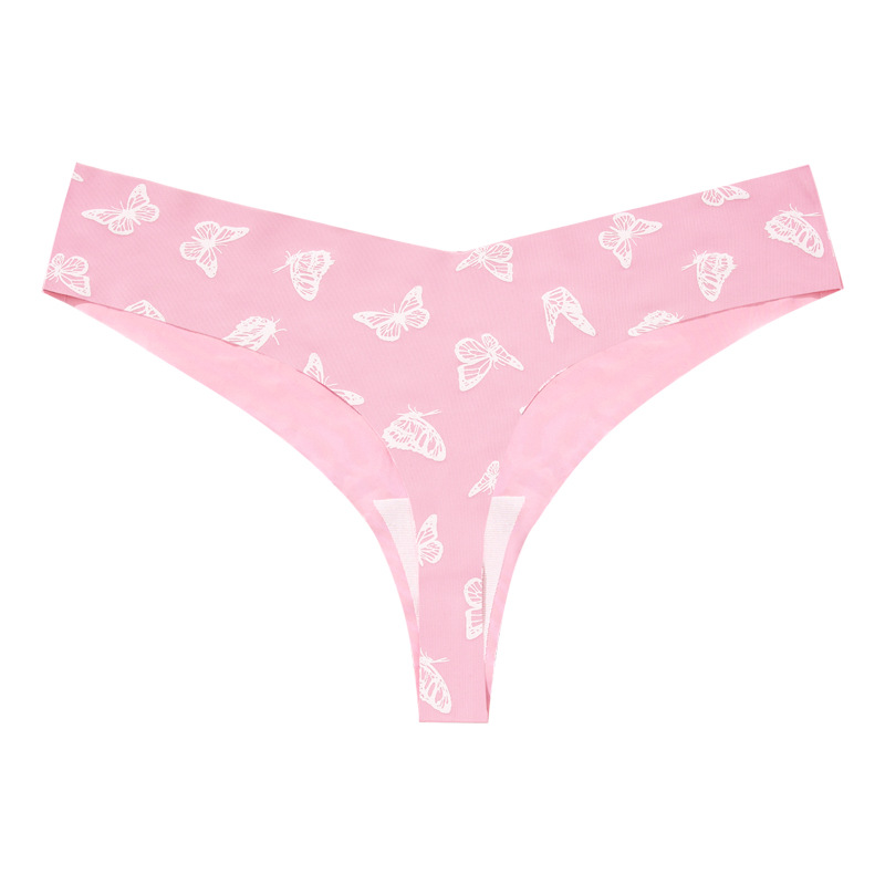 Ropa interior tipo tanga de estilo europeo y americano para mujer, sin costuras, sexy, de seda helada, bragas invisibles de cintura baja para deporte, yoga y fitness.