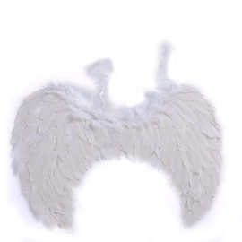 欧美万圣节白色羽毛翅膀 纯洁天使翅膀 氛围感节日装饰