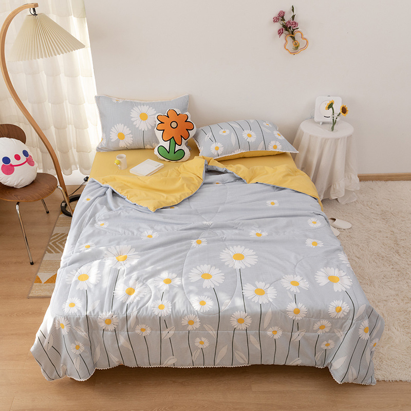 水洗棉夏被空调被单双人夏凉被学生宿舍小清新ins网红少女风被子