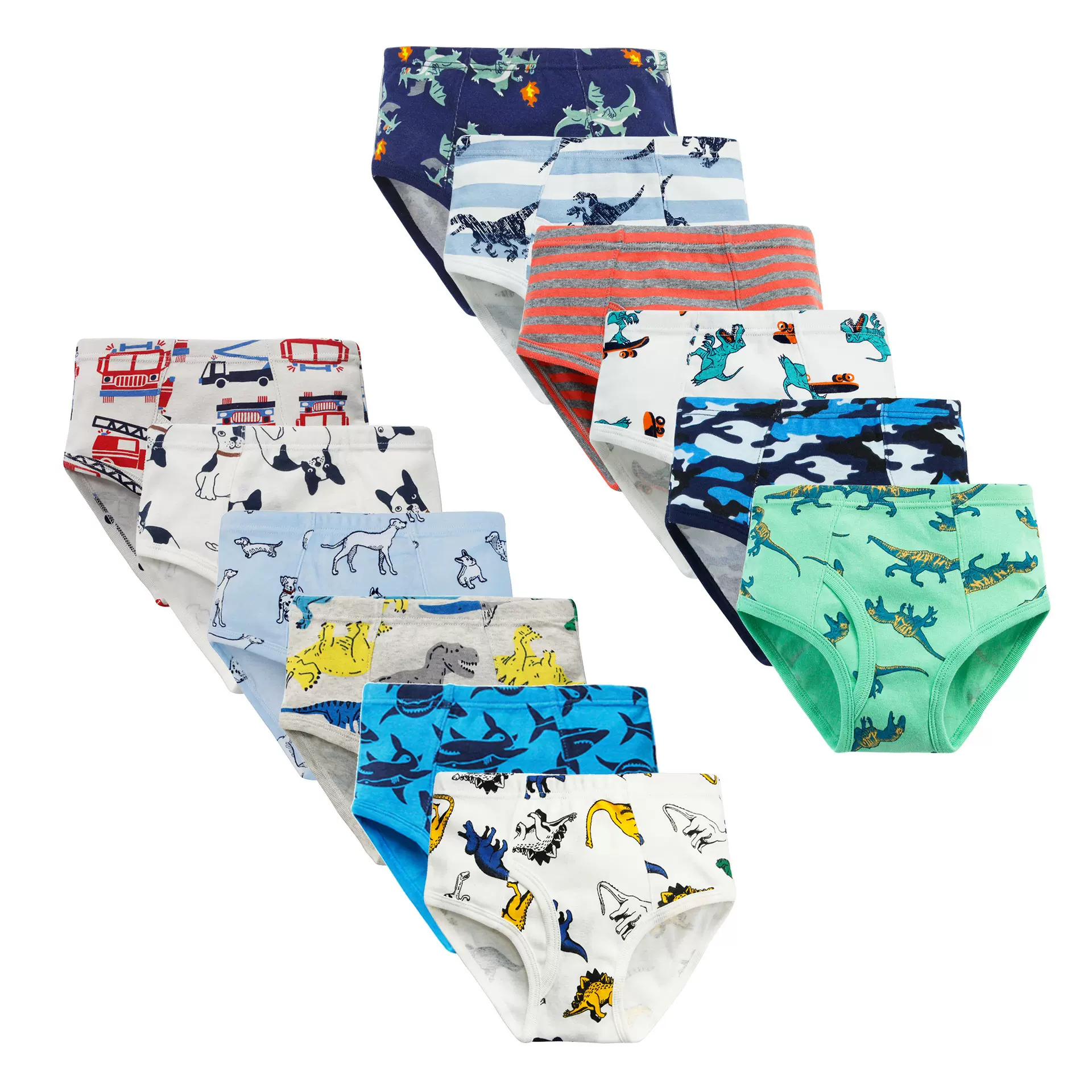 跨境欧美男童三角裤纯棉全棉外贸袋装男宝宝恐龙三角内裤厂家直销