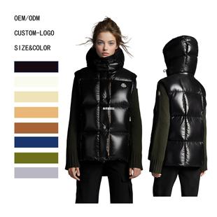 24 New Farmon Women's Short Winter Jacket Hooded Waterproof Windproof White Duck Down Jacket Quilted Jacket Vest