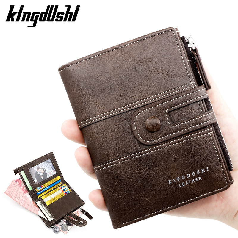 King Dushi Men's Short Wallet European and American Vertical Side Zipper Multi-Card Slot Fashion Buckle Multi-Functional Men's Bag King Dushi Men's Short Wallet European and American Vertical Side Zipper Multi-Card Slot Fashion Buckle Multi-Functional Men's Bag