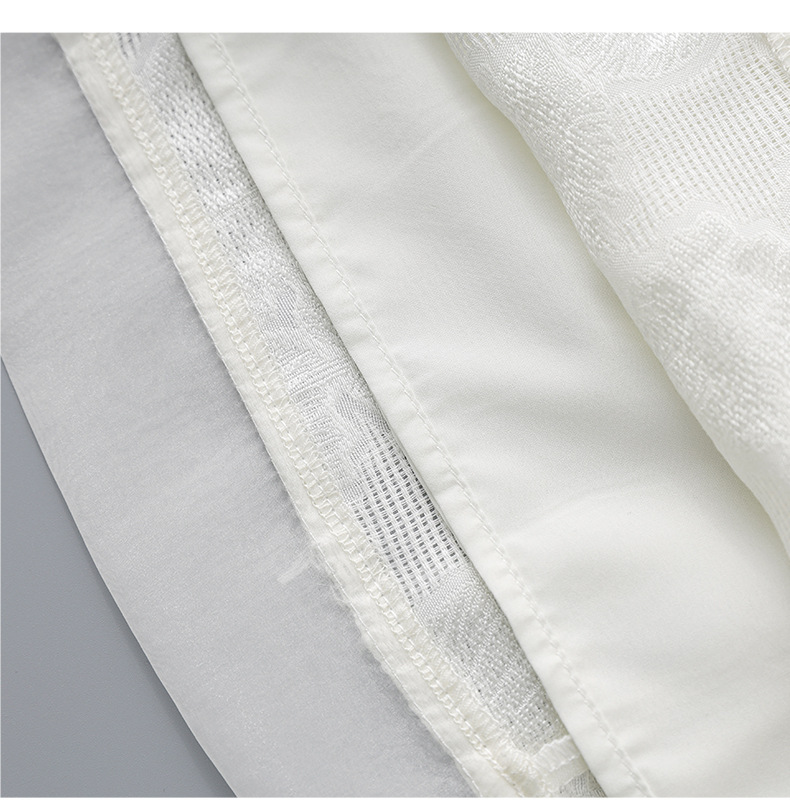 Váy liền nữ cổ tròn phối voan, họa tiết jacquard nổi, phong cách quý cô — Màu vàng chi tiết 24