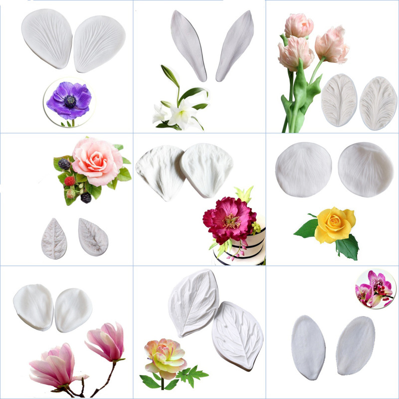 A variety of decorative flower pieces double-sided molding peony flower silicone mold lily clay flip sugar cake printing tools