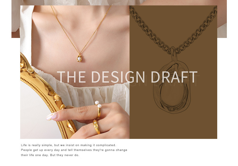 Fashion Geometric Titanium Steel Necklace Plating Pearl Stainless Steel Necklaces