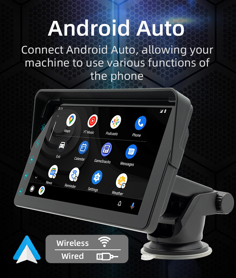 Cross-Border Factory Source 7inch Bluetooth Carplay Navigation Box Car Reversing Rear View Screen Projection Display Touch Screen