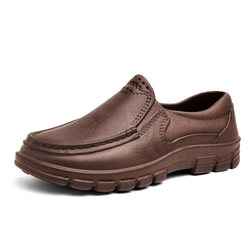 New large size slip-on shoes, kitchen non-slip shoes, step-on black sole leather shoes, oil-proof chef shoes, casual wear-resistant EVA