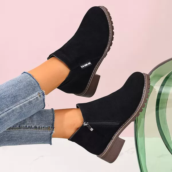 2025 Autumn and Winter Short Retro Suede Ankle Boots for Women with Chunky Heels, Flat Soles, Large Sizes, Side Zipper, Large Size Cross-Border Women's Boots