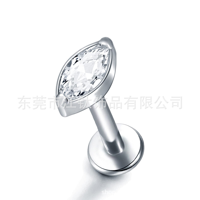 G23 Titanium Horse Eye Lip & Ear Stud Zircon Implant Grade Body Piercing Jewelry detail image 19