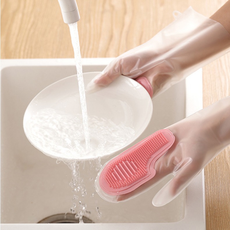새로운 다기능 마술 브러시 가사 식기 세척 장갑 주방 청소 브러시 그릇 방수 방수 미끄럼 방지 도매