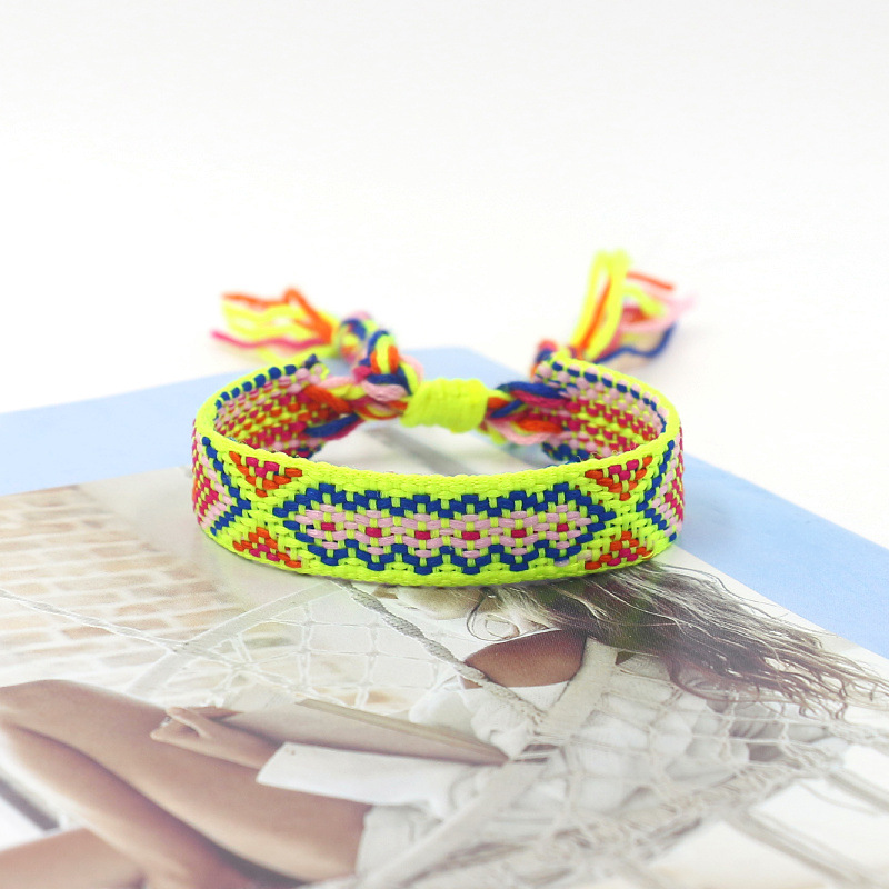 Nueva Cruz-frontera popular de color bohemio tejido pulsera fans correa de muñeca pulsera de la Amistad artística