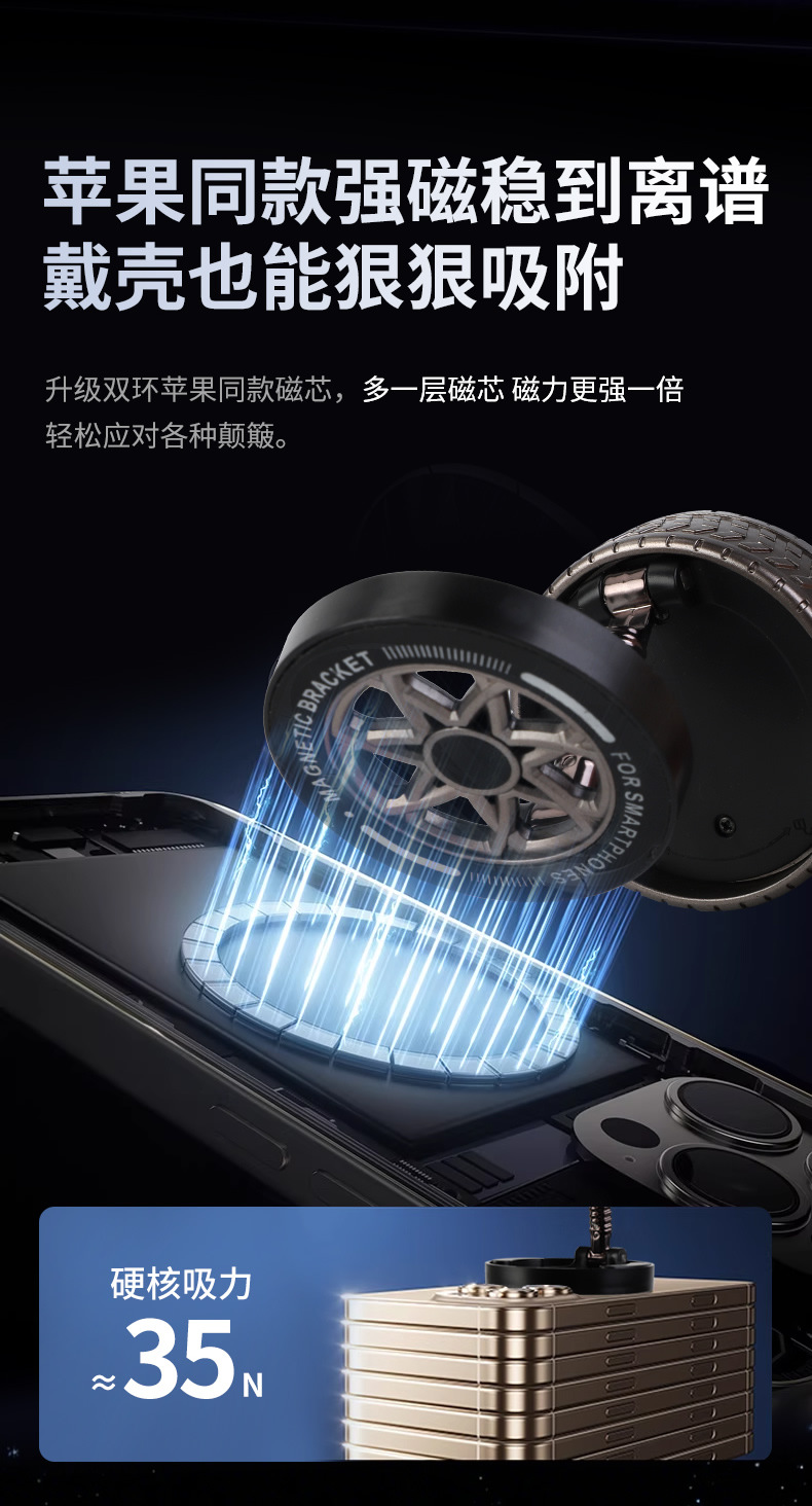 Car Mobile Phone Holder Magsaf Foldable Rotating Dashboard Vacuum Suction Cup Cross-Border Mobile Phone Navigation Magnetic Holder