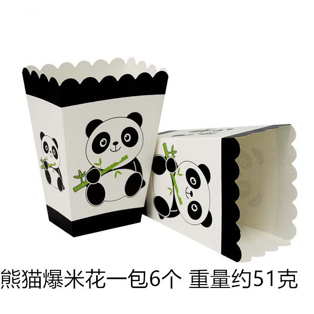 En stock Panda decoración del Partido de cumpleaños props fiesta vajilla traje papel tejido palomitas