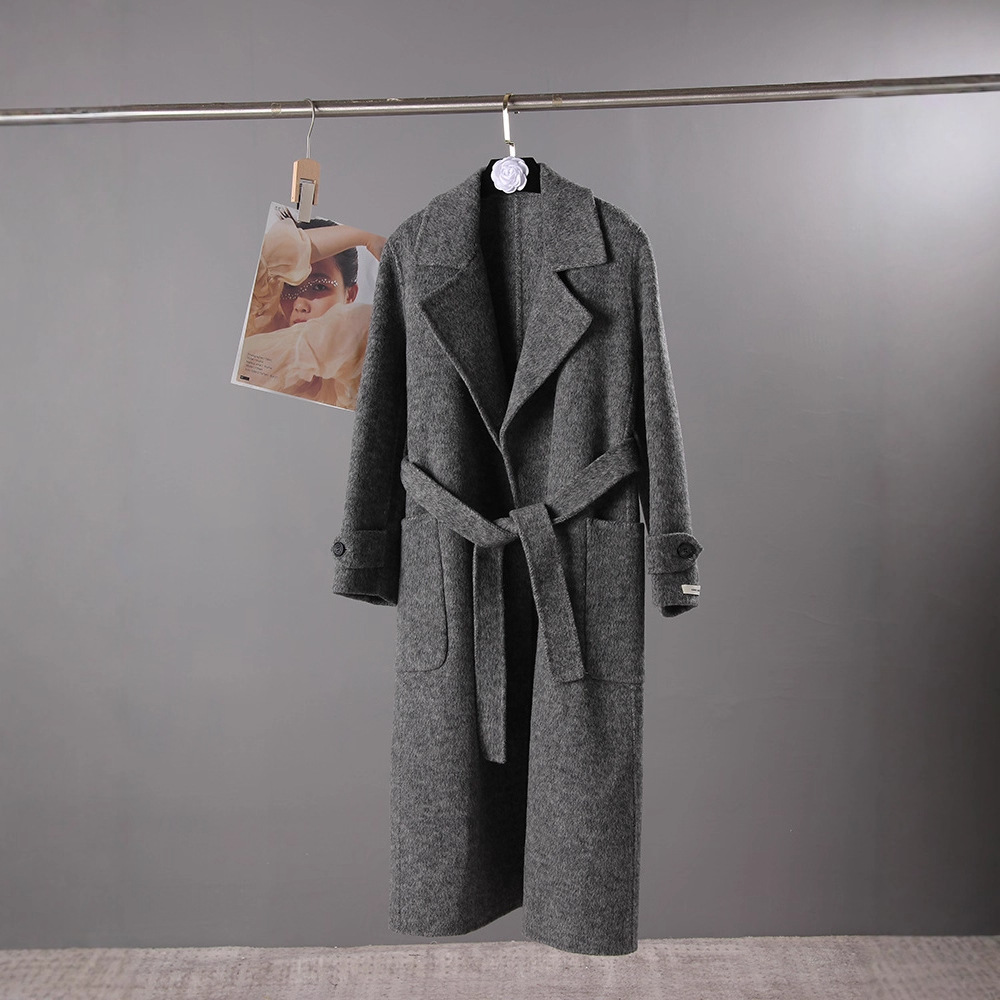 紫红色双面呢高级感潮流女士大衣修身收腰气质羊毛呢子外套25秋款