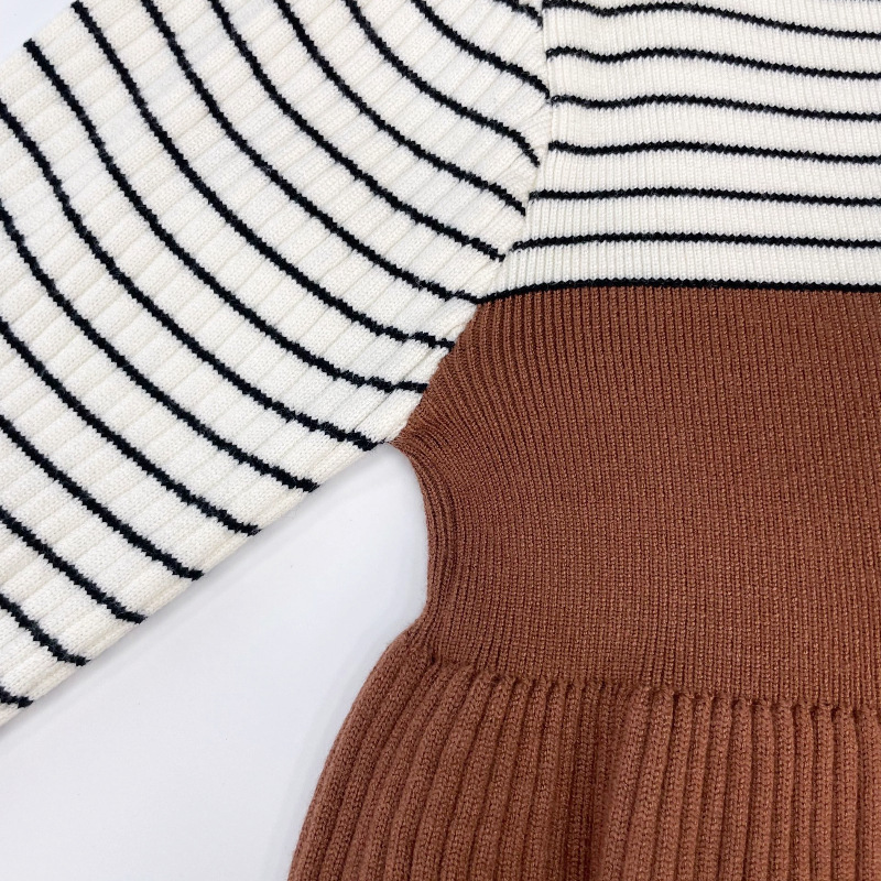 Bambini Primavera e Autunno Nuova Edizione Coreana Bambina Carino Cane Finto Due Strisce Moda Vestito Stile Trendy_voghion.com