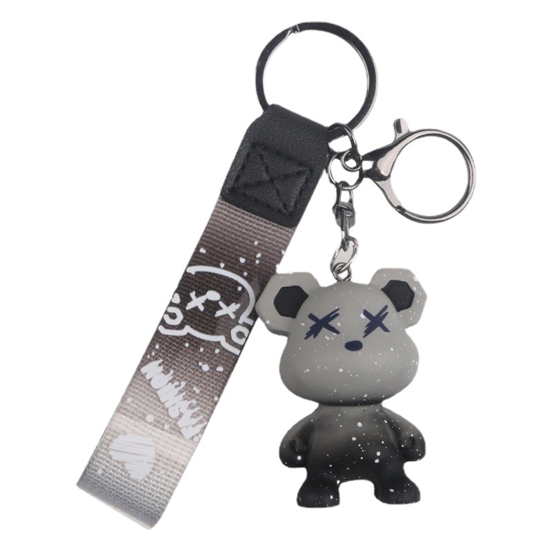 Oso de dibujos animados camaleón resina llavero hombres y mujeres estrellado oso sólido bolsa colgante lindo coche adornos personalizados