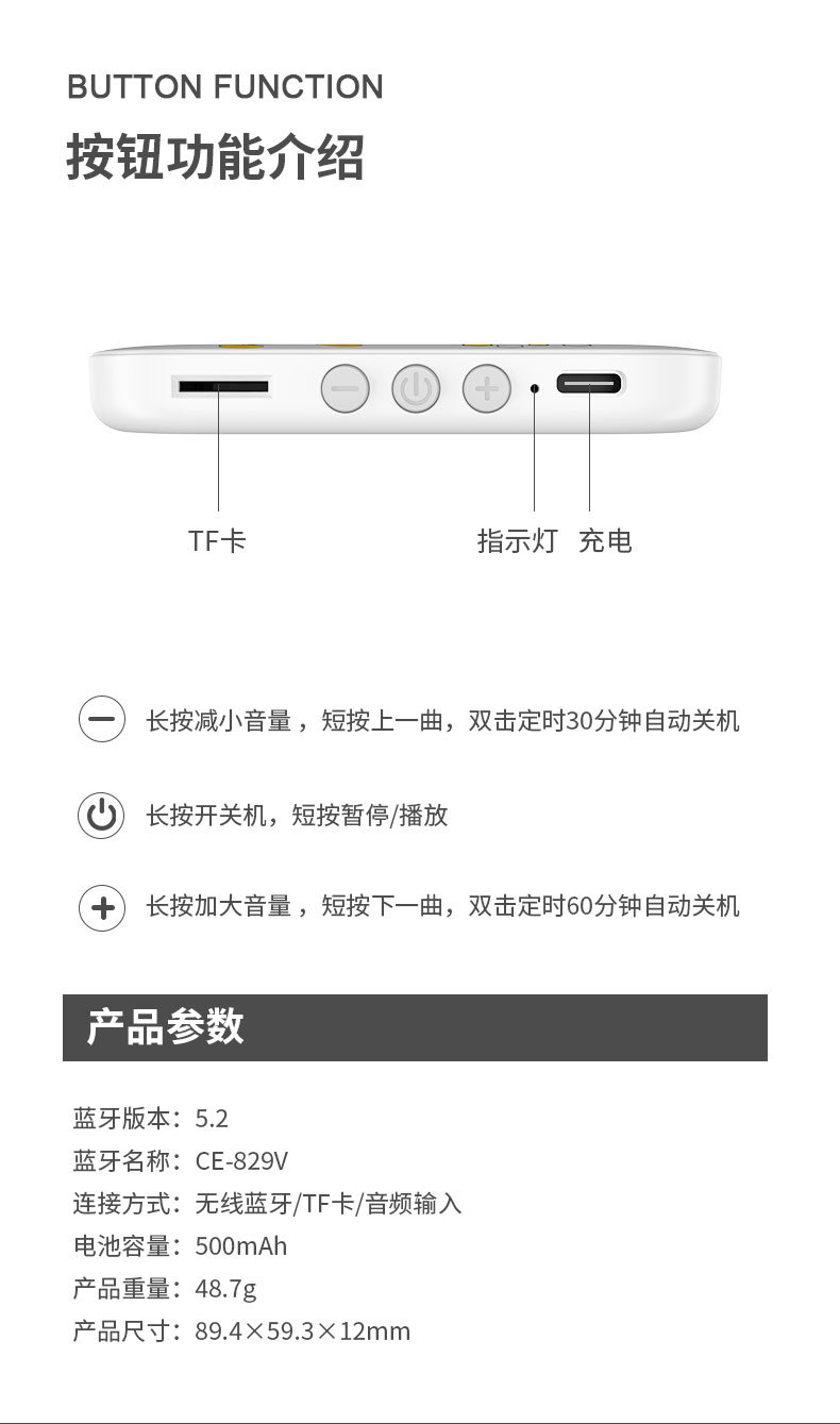 Cross-border new private mold bone conduction Bluetooth speaker, creative gift card insert, small speaker, white noise sleep device speaker pic 13