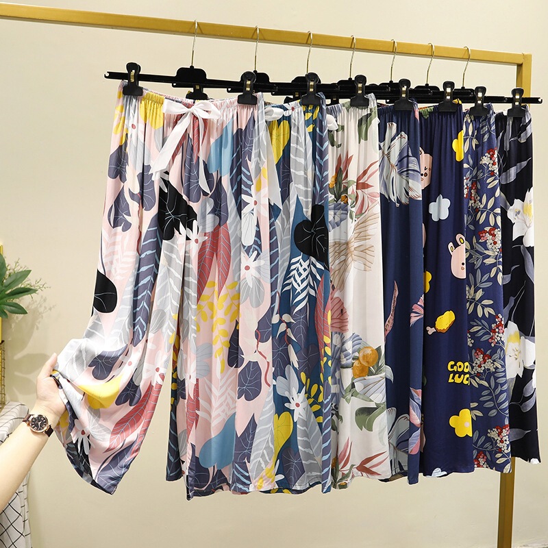 Women's Thin Rayon Sleep Pants, Large Size, Loose Fit, Trendy Long Pants, Maternity Single Pants, Wide-Leg Pants, Suitable for Wearing Outside Women's Thin Rayon Sleep Pants, Large Size, Loose Fit, Trendy Long Pants, Maternity Single Pants, Wide-Leg Pants, Suitable for Wearing Outside