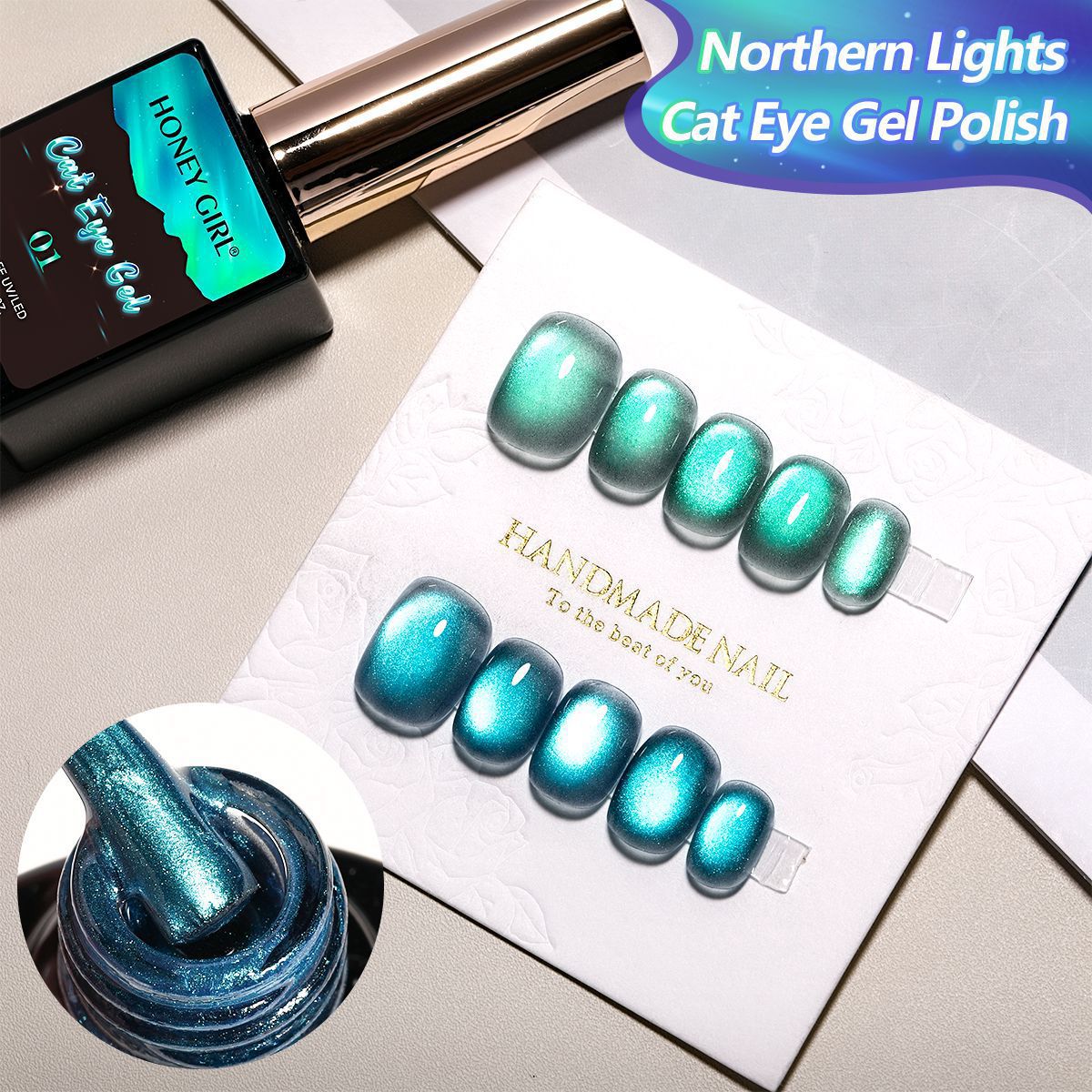 Esmalte Gel Ojo de Gato Aurora Boreal Impermeable para Manicura