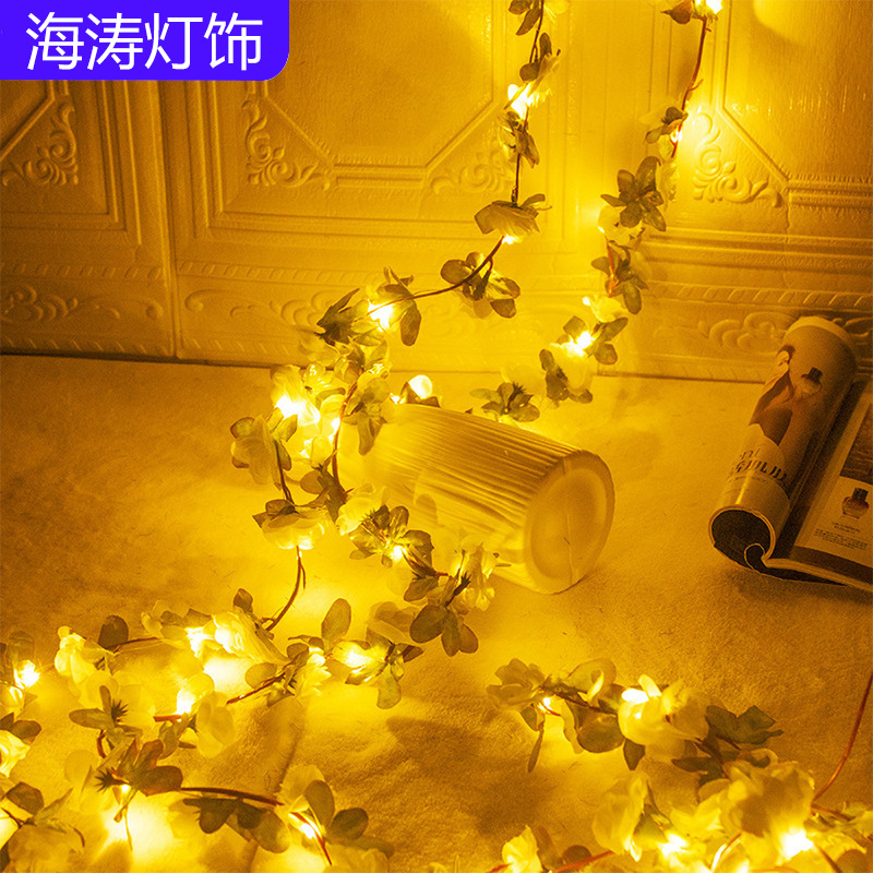 Simulación rosa lámpara de ratán decoración de ratán hotel de flores enrollado falso arte floral seda luz de colores luz intermitente decoración luz de alambre de cobre