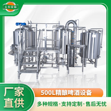 500L两罐三器糖化发酵全套精酿啤酒设备现场设计自制全自动