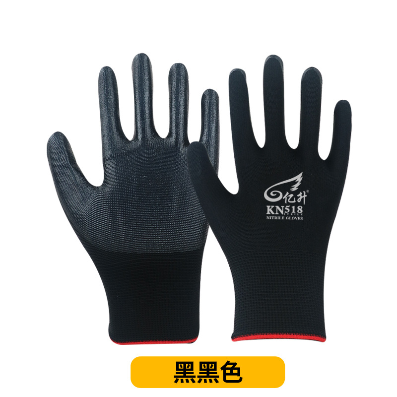 Yisheng nitrilo fino de goma colgando guantes resistentes al aceite antideslizante inmersión resistente al desgaste sitio de construcción de trabajo fábrica de protección al por mayor pelo recto image 8