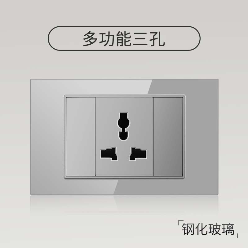 Enchufe de pared con interruptor de vidrio templado gris tipo C estándar americano de 110 V de Taiwán, panel de enchufe de pared con carga rápida de 20 W y atenuación