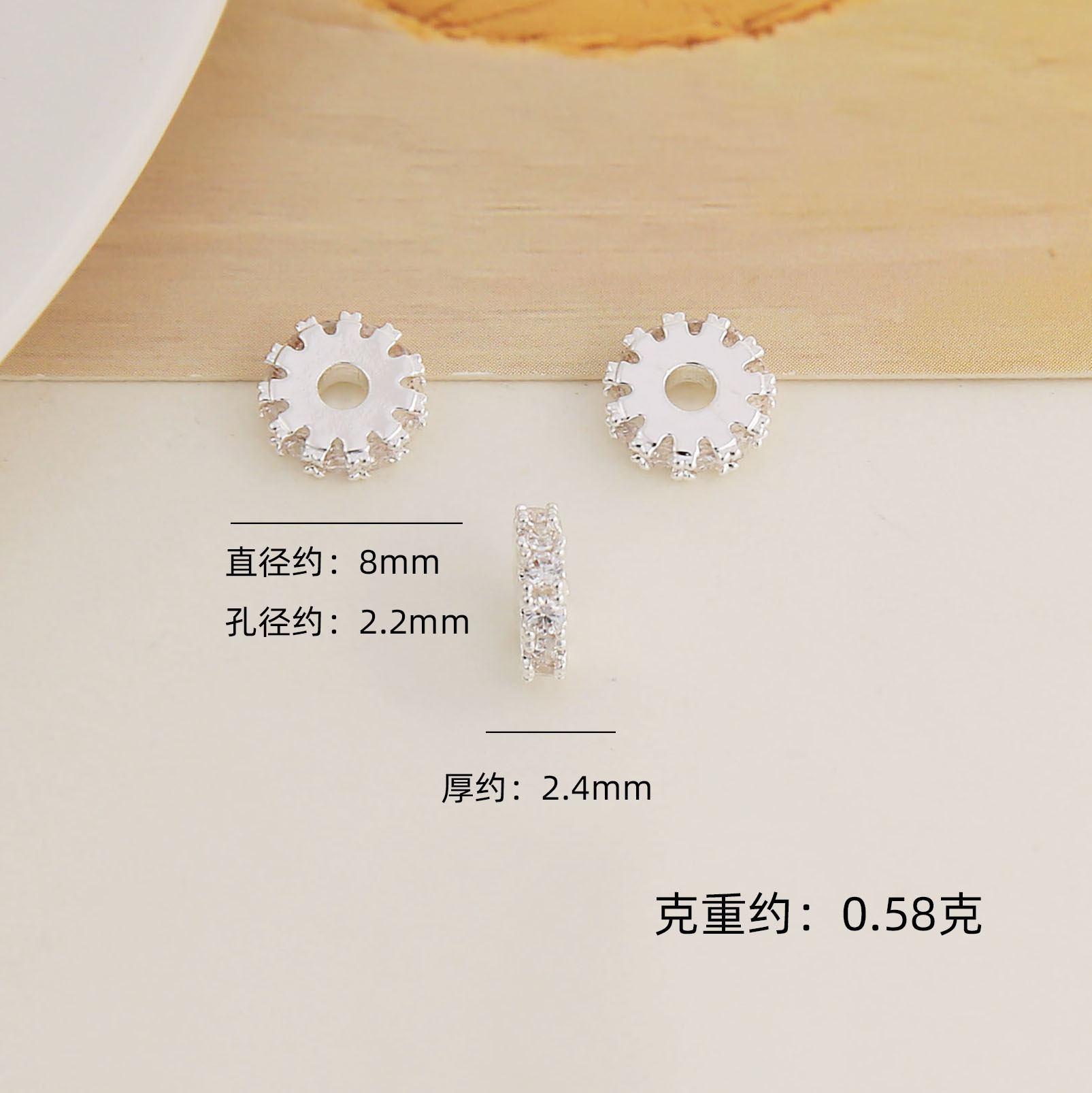 Conservar el color 18k bolsa de oro incrustada en anillos de perforación de zircon, cuentas de separación de cuentas de agujeros grandes, cuentas de separación de cuentas de DIY Crystal hand chain, accesorios de joyería de separación de cuentas