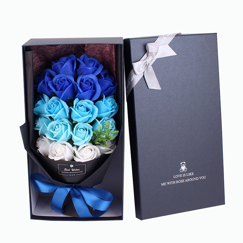 Regalo para el Día de San Valentín, ramo de 18 rosas terminadas, caja de regalo, regalo para el Día de la Madre, caja de regalo para cumpleaños, Día de San Valentín