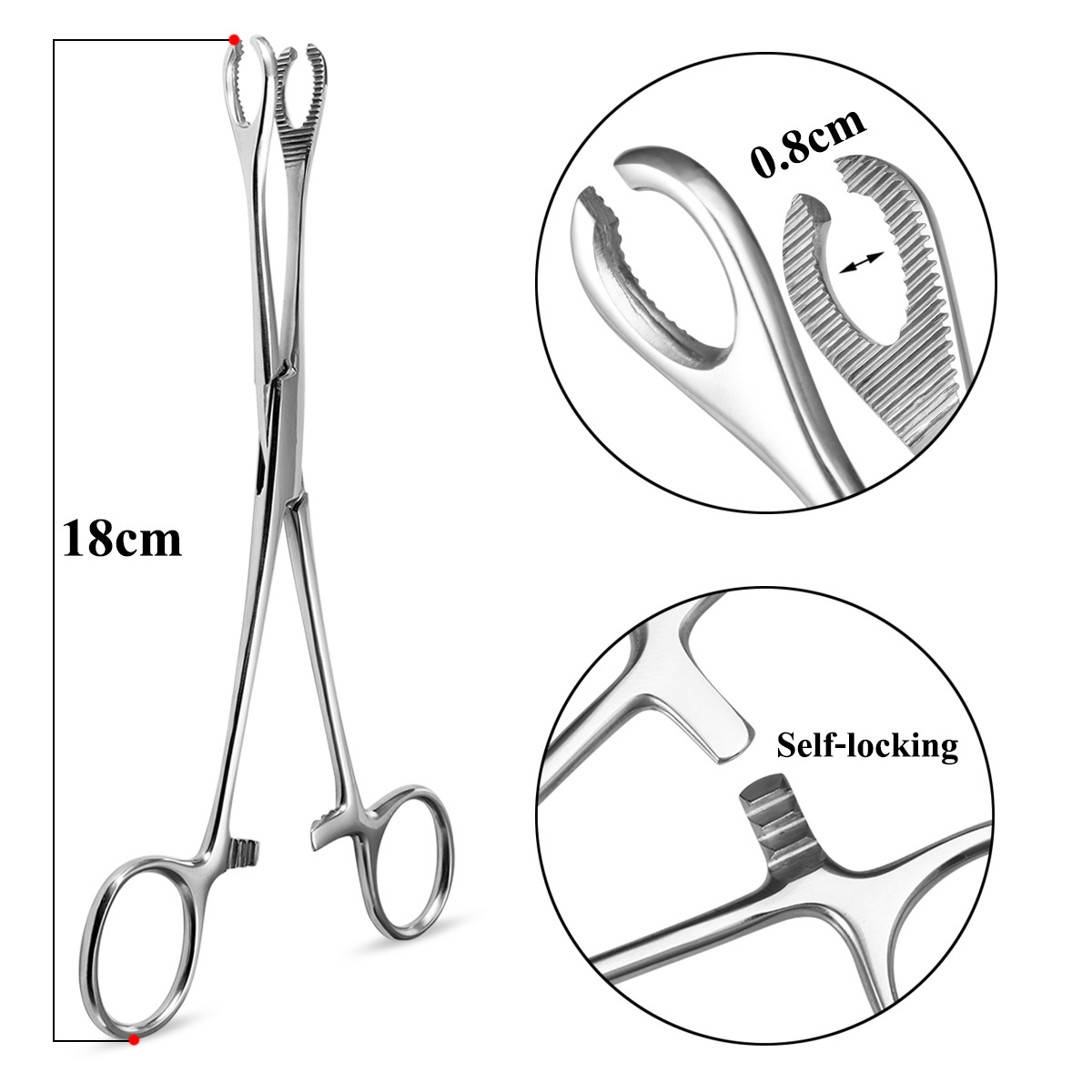 60g Weight Medical Stainless Steel Round Mouth Closed Or Open Forceps Body Puncture Tool