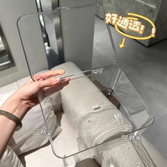 フリップトップデスクトップ収納ボックス透明アクリル防塵整理ボックス寝室寮オフィス蓋付き雑貨バスケット