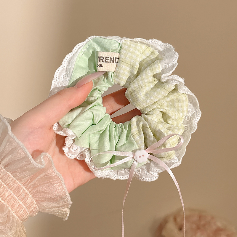 Encaje retro francés, diadema de intestino grueso, mujer 2025, nuevo estilo, cuerda para el cabello, banda de goma, lazo, dulce cuerda para el cabello, accesorios para el cabello