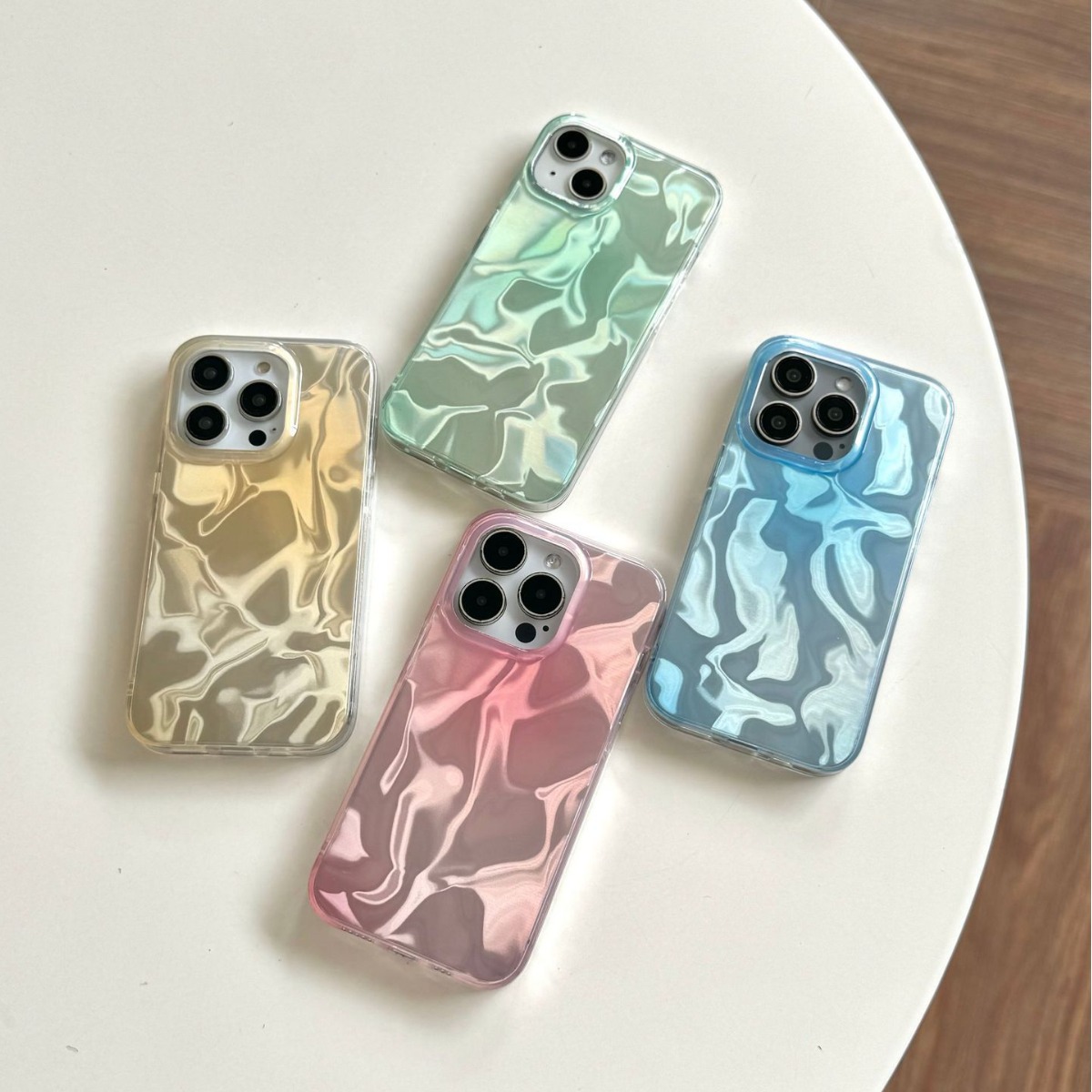 雙層水波紋適用iPhone15Promax全包防摔殼華為mate60Pro軟殼11/12