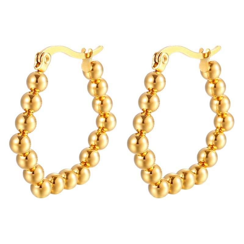 Pendientes ovalados chapados en oro de acero inoxidable pendientes de alto grado pendientes de círculo pendientes de nicho pendientes personalizados al por mayor