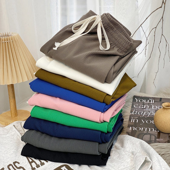 Snake Bone Pattern Wide-Leg Pants Women's Summer High Waist Loose Draped Ice Silk Straight Casual Pants All-match Slim-fit Mopping Pants