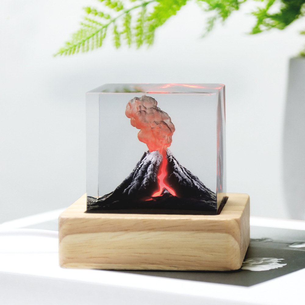 Healing Jurassic Volcanic Eruption Desktop Creative Office Small Ornaments Home Bedroom Nightlight Birthday Gift