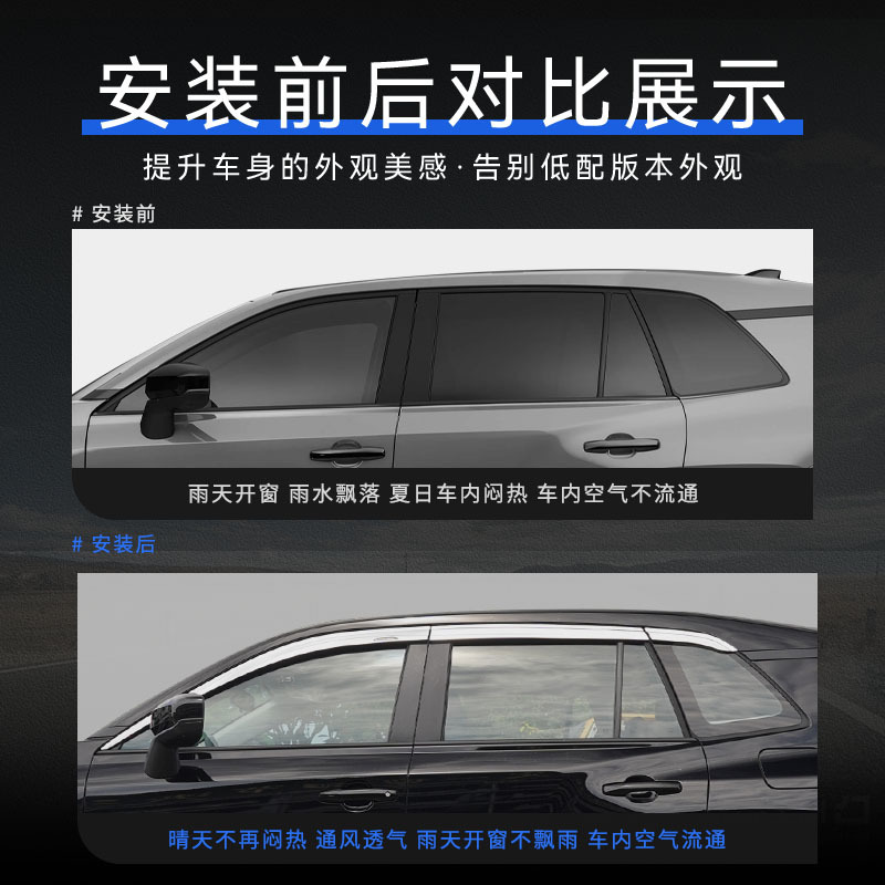 Adecuado para Toyota Rongfang Platinum Sunwaying Blow RAV4 Rain Eyebrow Modified Window Visors Bloque de protección solar acrílica