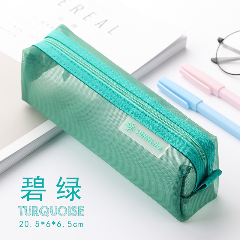 透明網紗筆袋韓国シンプル小清新かわいいins日系筆箱学生試験専用文房具袋|undefined